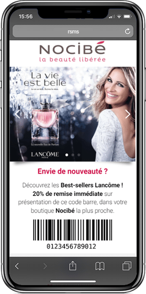 Campagne drive to store sms marketing pour Nocibé