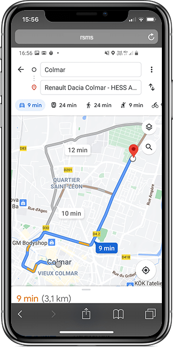 arrivée sur google map pour drive to store