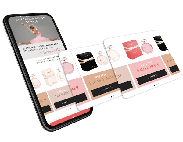 Widget slider wall pour une campagne sms marketing dans le secteur des cosmétiques