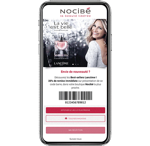 Campagne drive to web sms marketing pour Nocibé