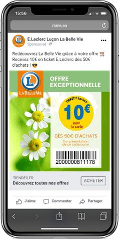 Campagne sms marketing pour E.Leclerc réception