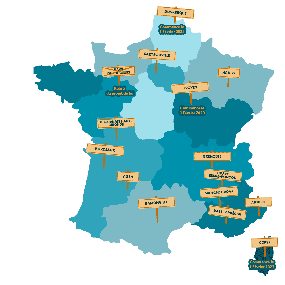 Pictogramme carte de la France villes Oui pub