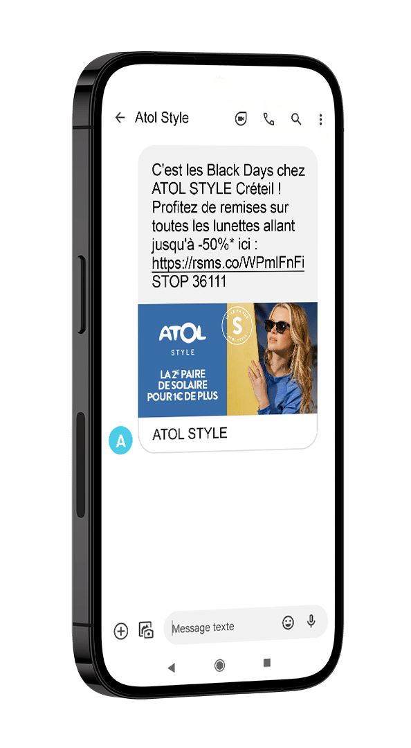 Smartphone avec un SMS marketing dedans