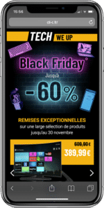 Image montrant un smartphone avec une promo black friday